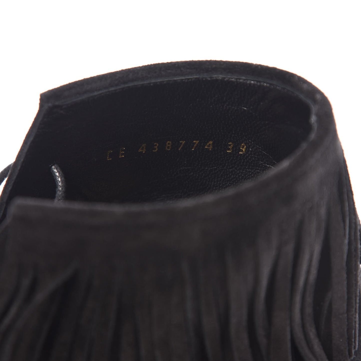 Suede Fringe Babies Ankle Boots 39 Black