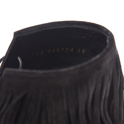 Saint Laurent Suede Fringe Babies Ankle Boots 39 Black 8 of 9