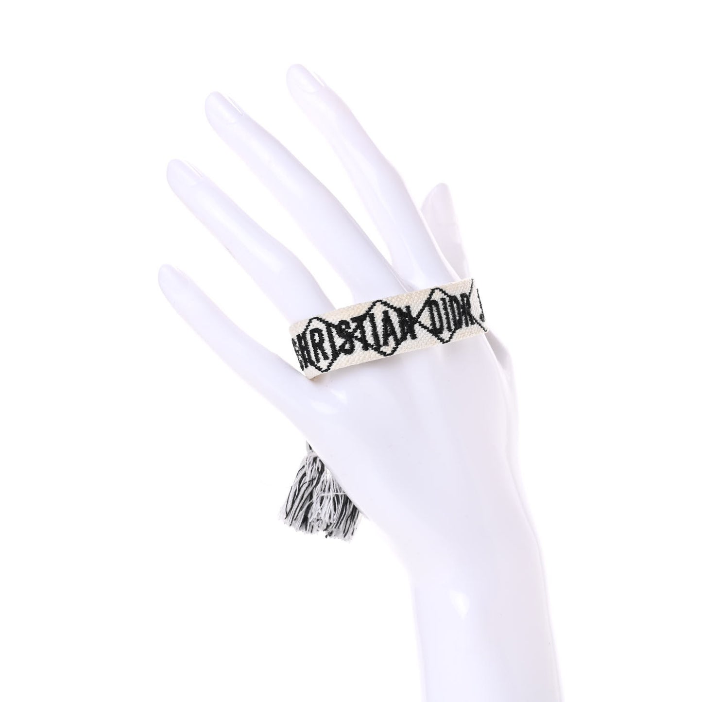 Woven Cotton J'Adior Friendship Bracelet White Black