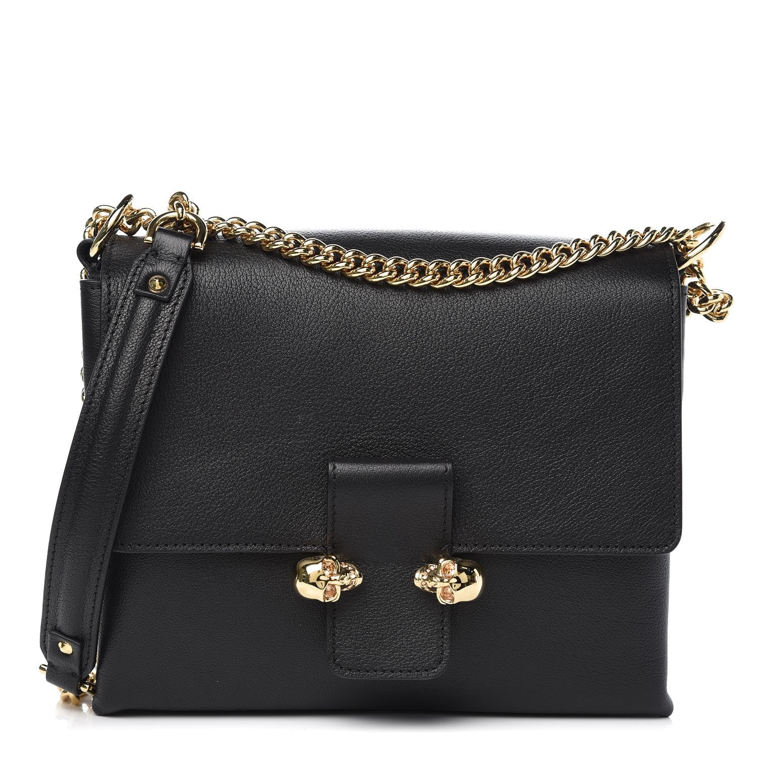 Alexander McQueen Grained Calfskin Twin Skull Crossbody Black 1 of 9