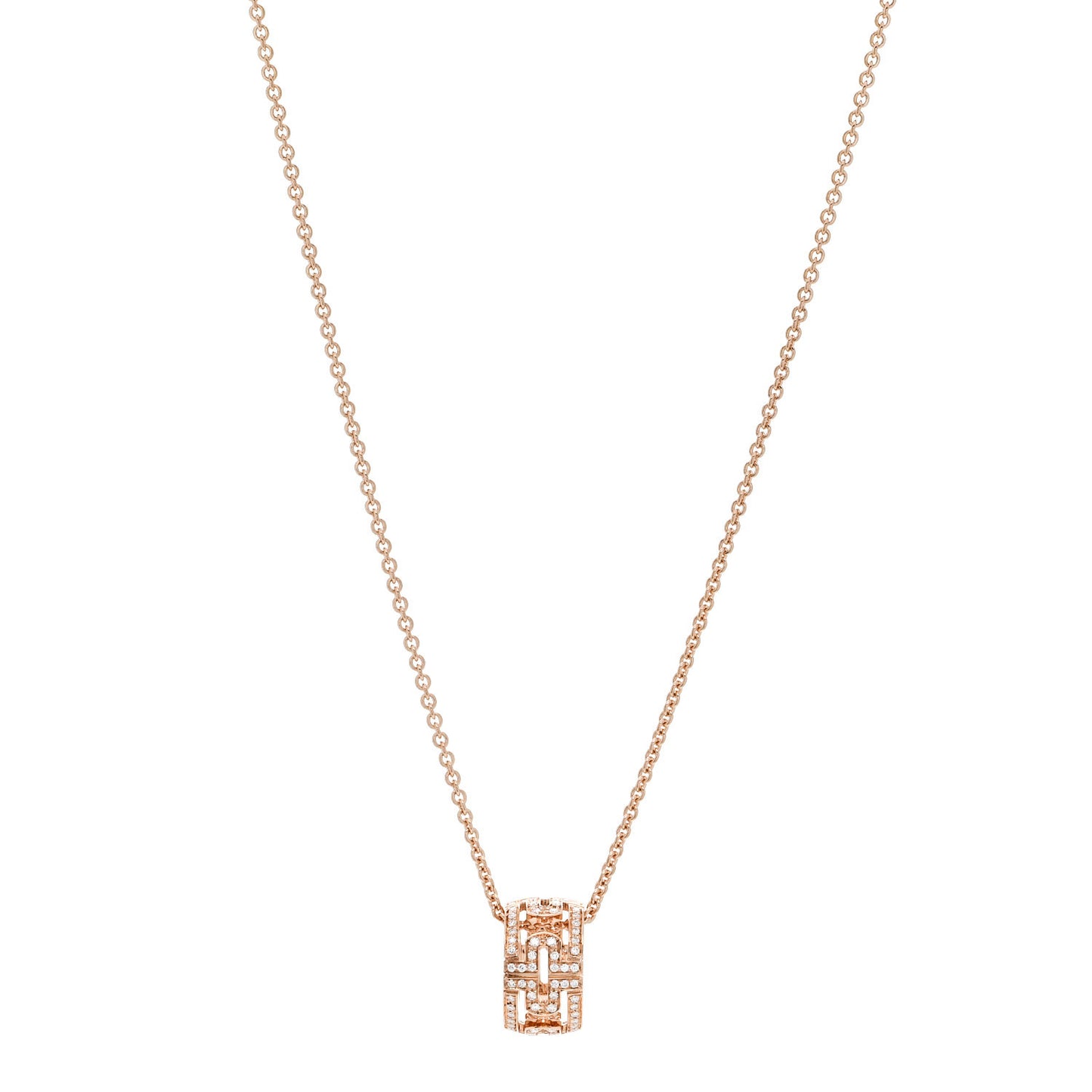 18K Rose Gold Diamond Parentesi Ring Pendant Necklace