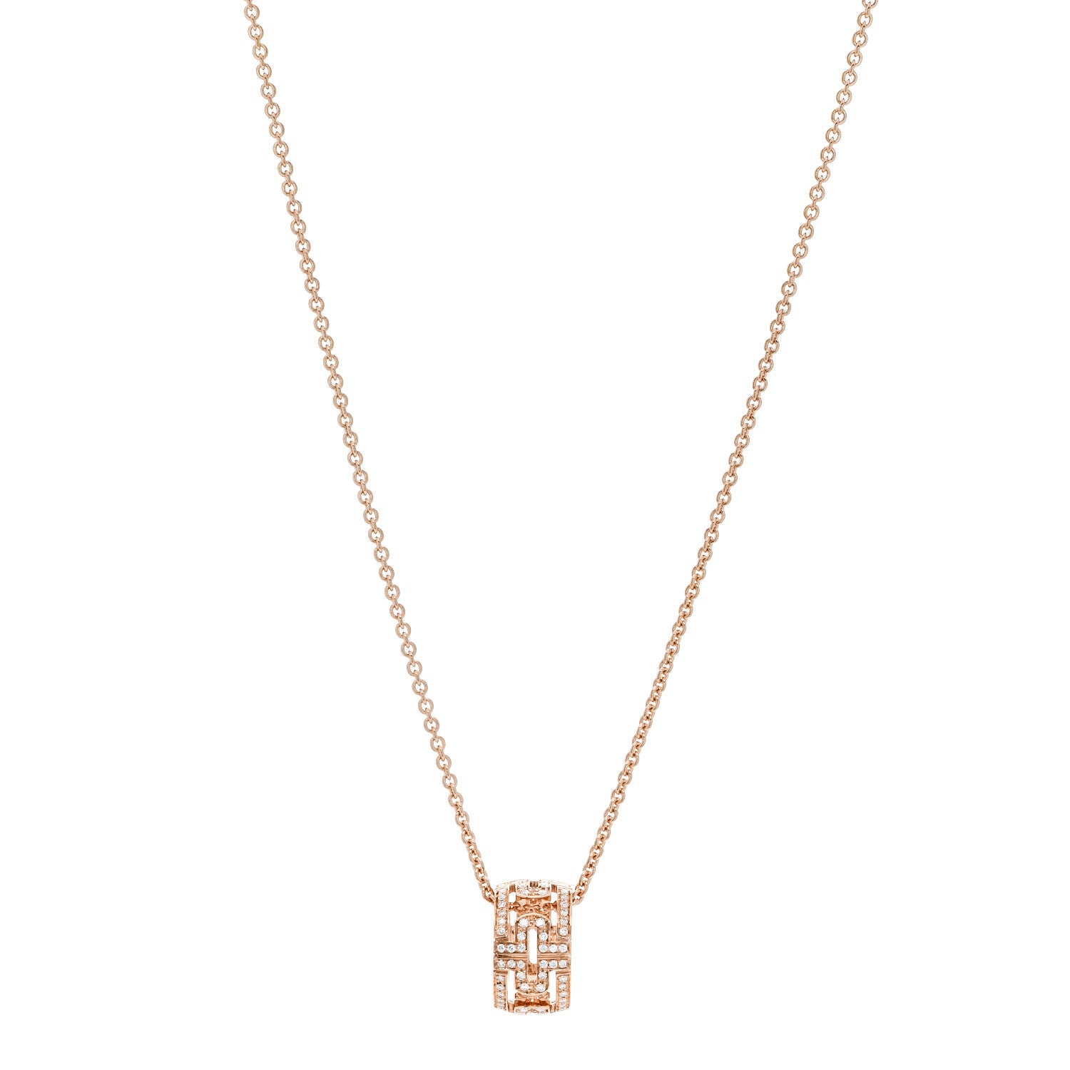 Bulgari 18K Rose Gold Diamond Parentesi Ring Pendant Necklace 1 of 7