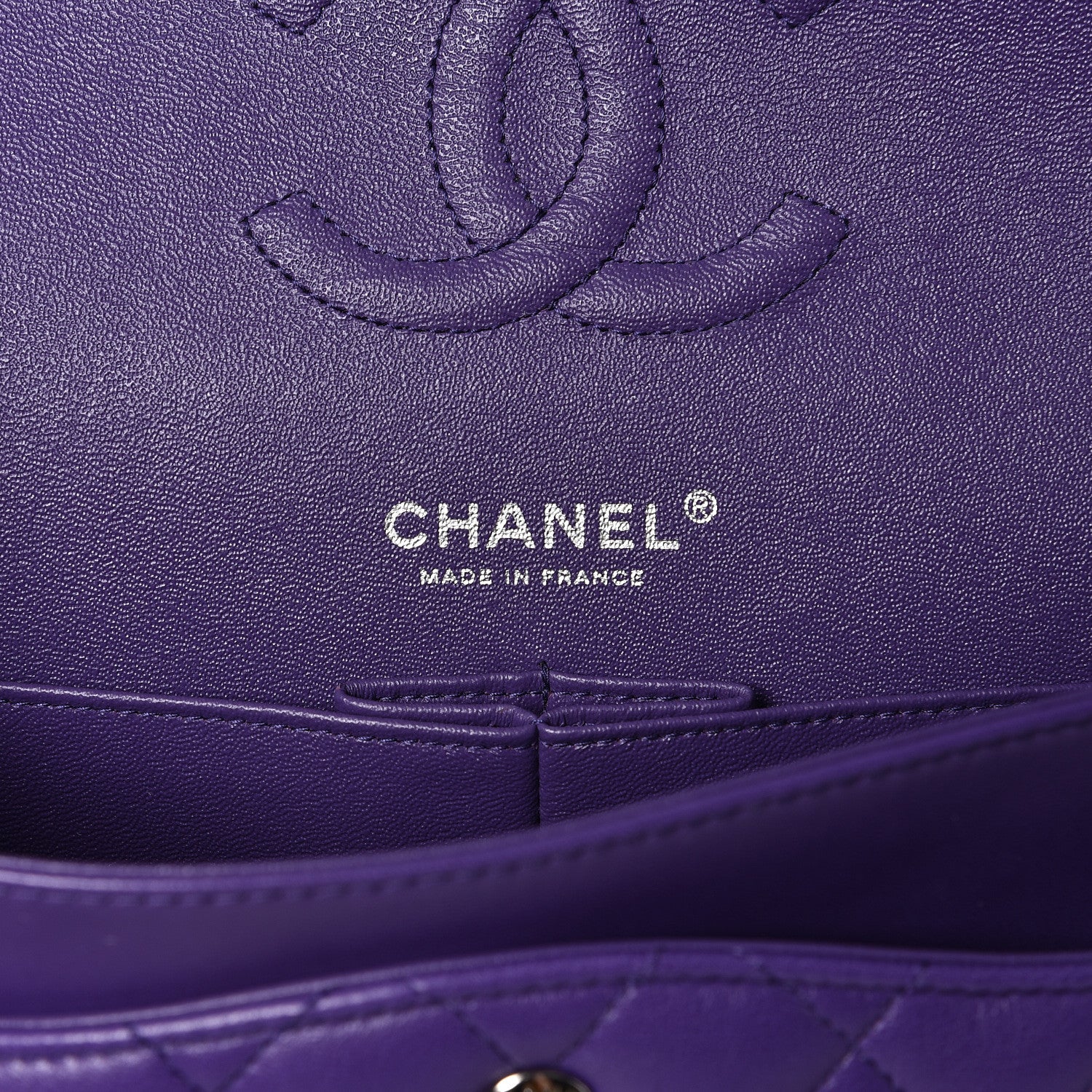 Chanel Lambskin Quilted Medium Double Flap Purple 10 of 13