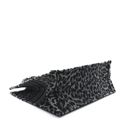 Christian Dior Canvas Mizza Embroidered Large Leopard Book Tote Grey 4 of 11
