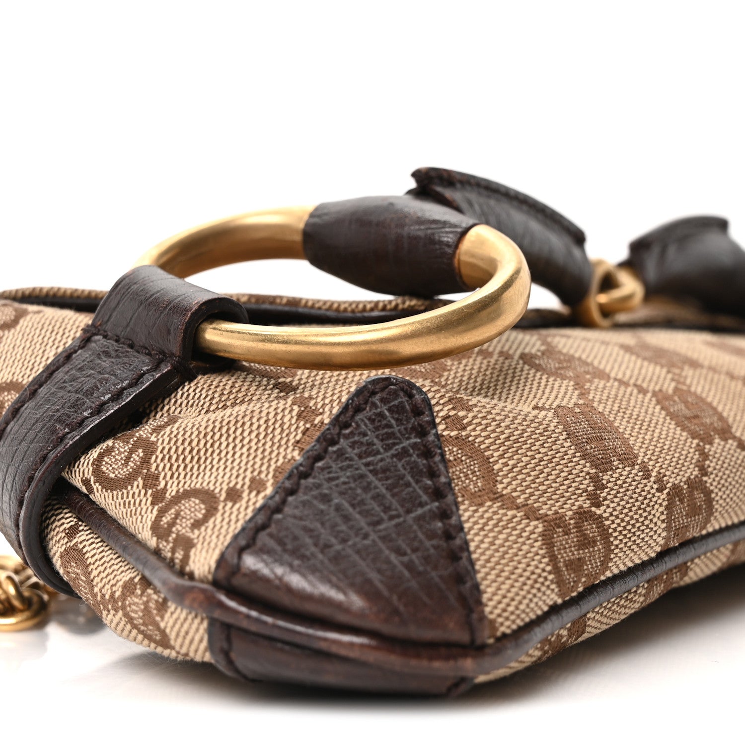 Gucci Monogram Horsebit Clutch Dark Brown 9 of 10