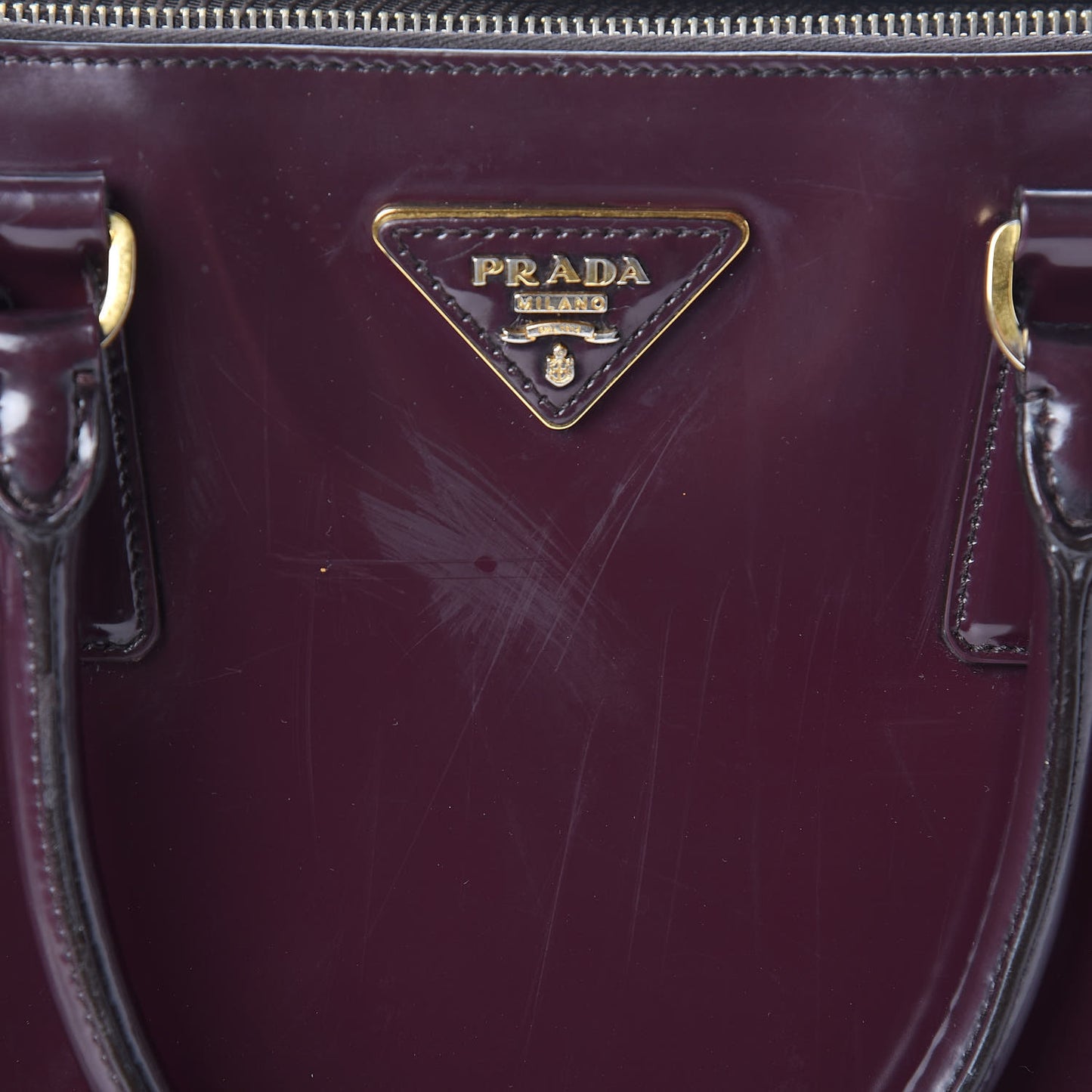 Saffiano Vernice Medium Galleria Double Zip Tote Granato