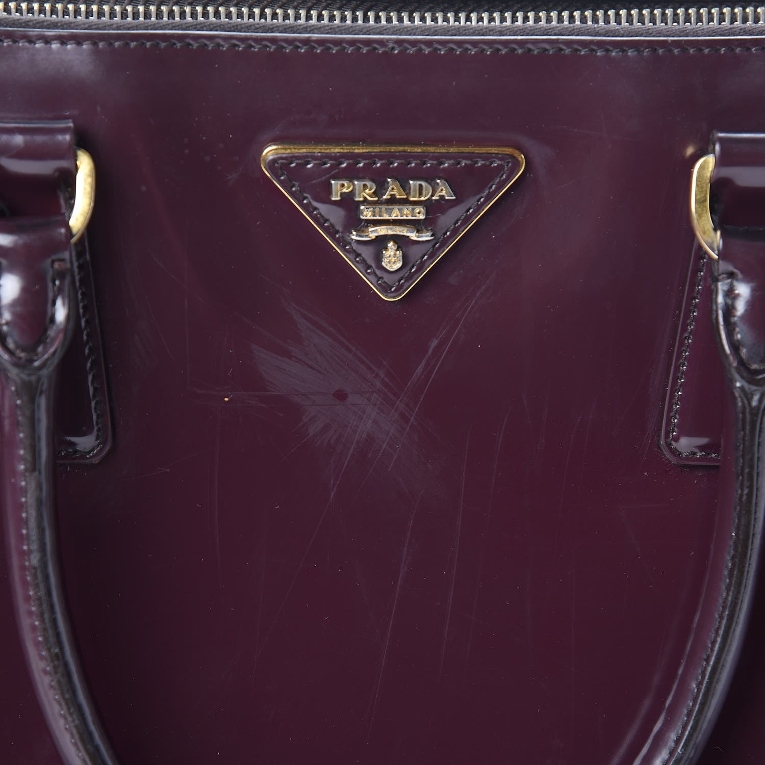 Prada Saffiano Vernice Medium Galleria Double Zip Tote Granato 8 of 15