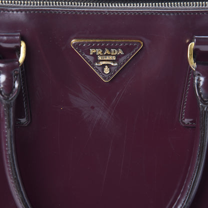 Prada Saffiano Vernice Medium Galleria Double Zip Tote Granato 8 of 15