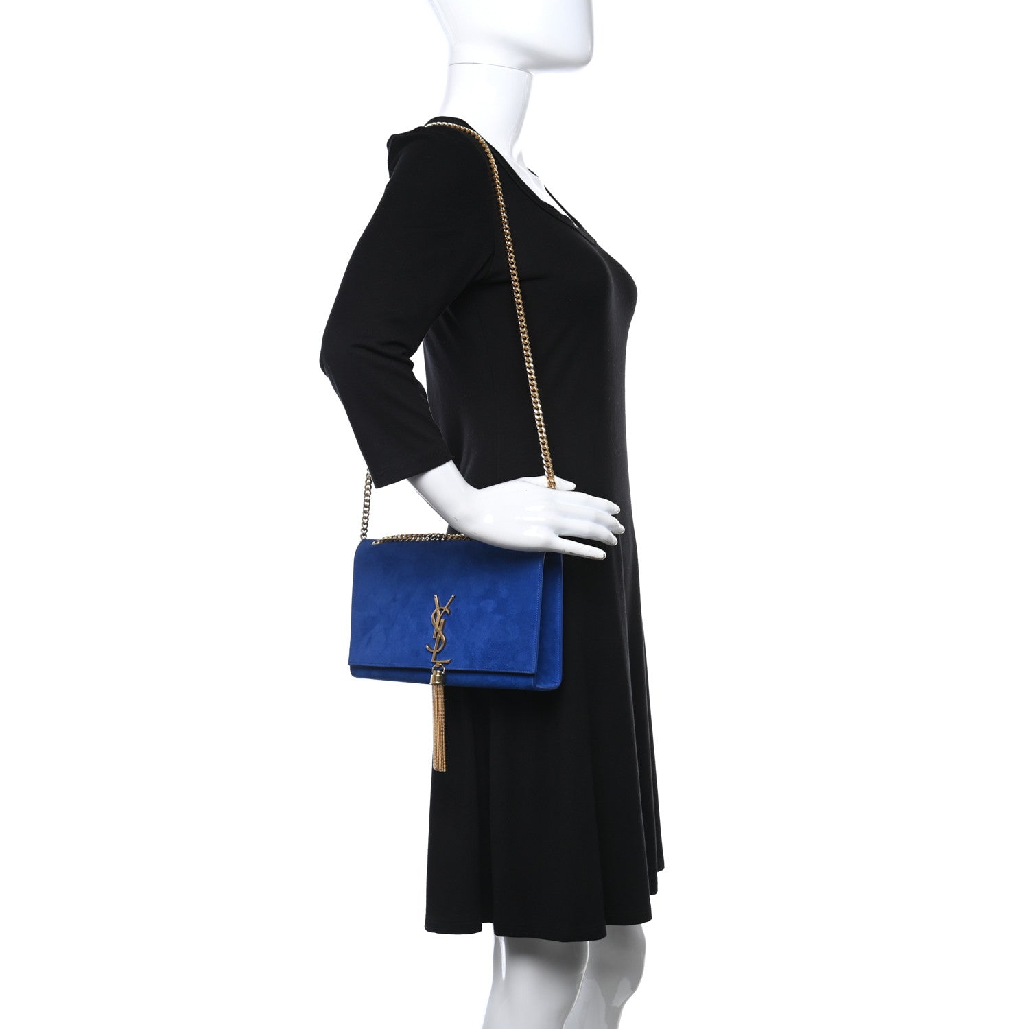 Saint Laurent Suede Medium Classic Monogram Kate Tassel Satchel Royal Blue 2 of 8