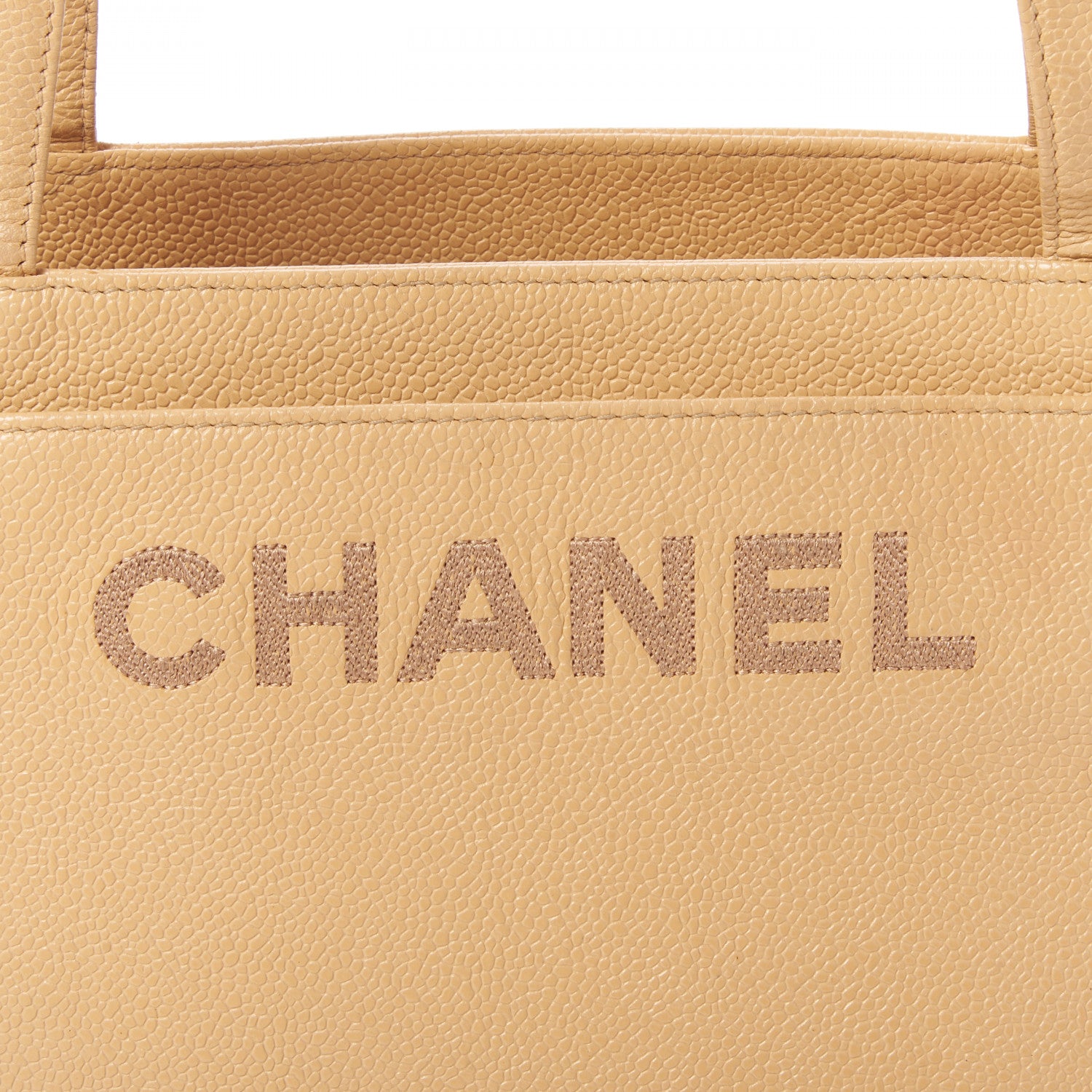 Chanel Caviar Logo Shoulder Bag Beige 9 of 12