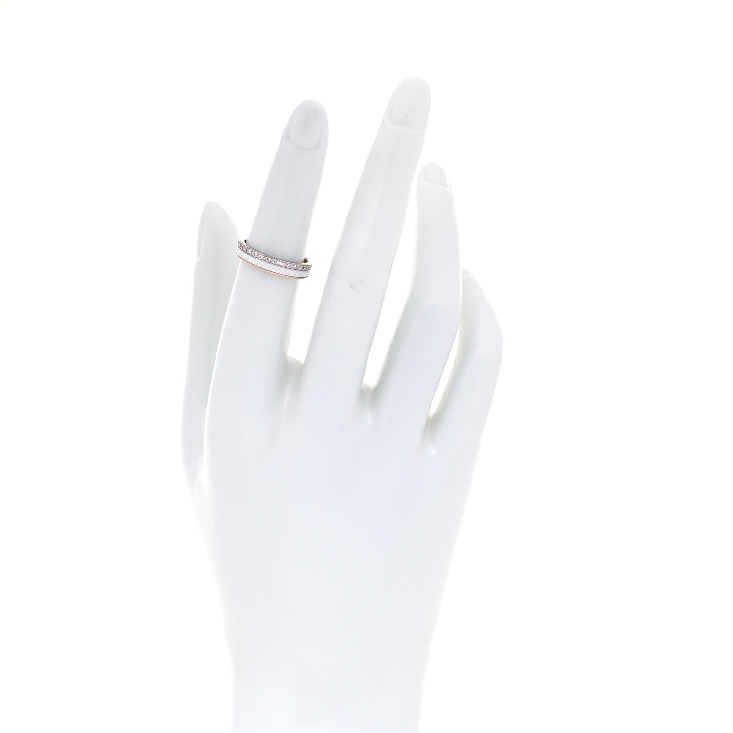 Boucheron 18K Pink White Gold Ceramic Diamond Quatre Classique Wedding Band Ring 50 5.25 2 of 4