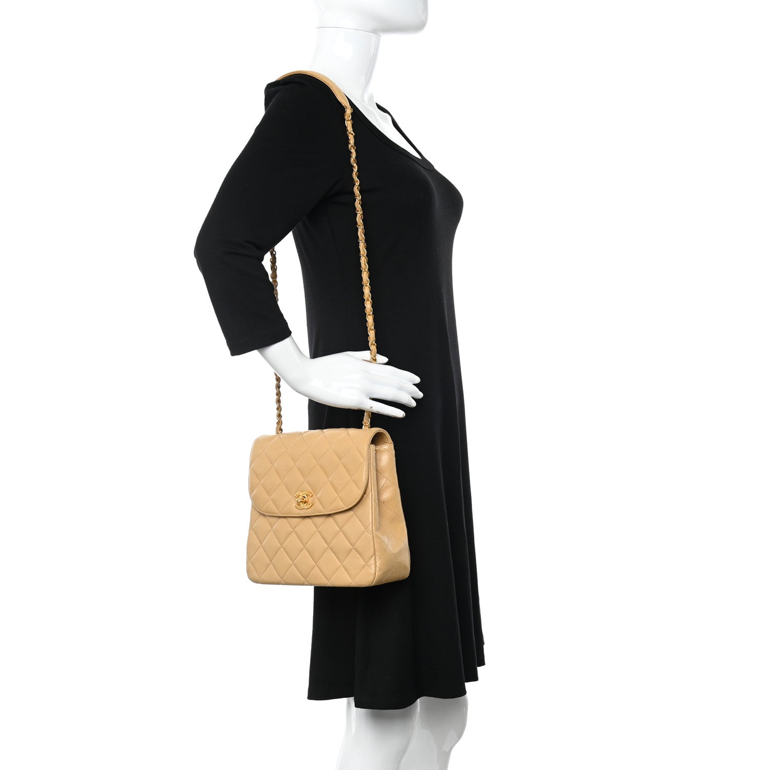 Chanel Lambskin Quilted Flap Shoulder Bag Beige 2 of 16