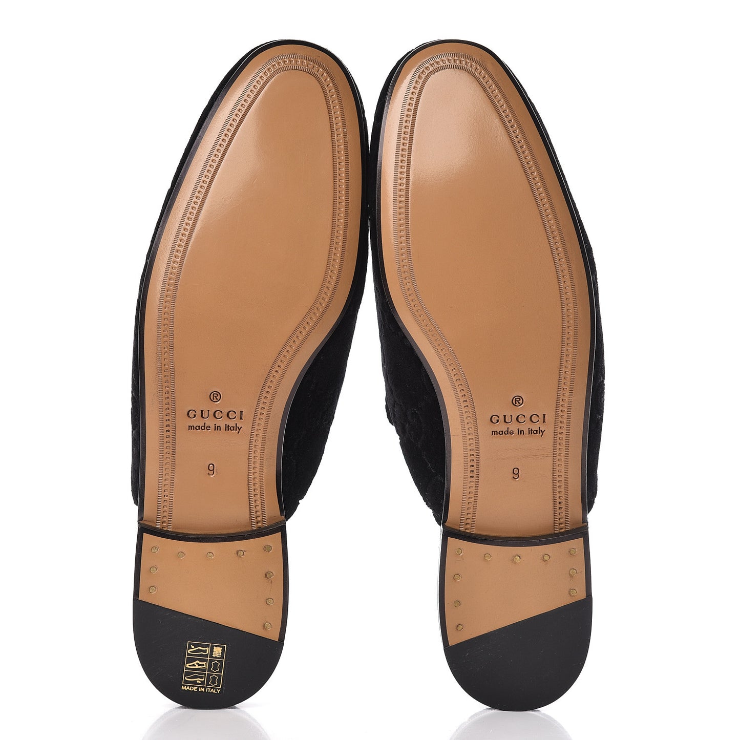 Velvet GG Monogram Mens Princetown Slippers 9 Black