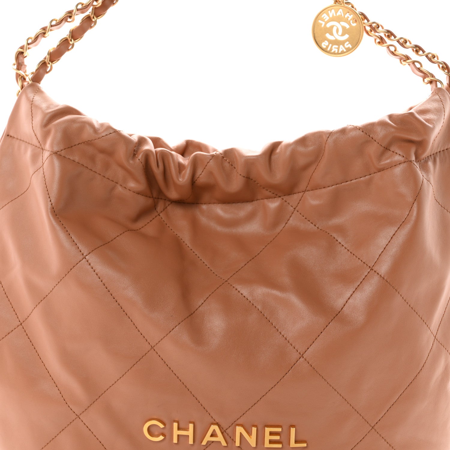 Chanel Shiny Calfskin Quilted Chanel 22 Camel 8 of 10
