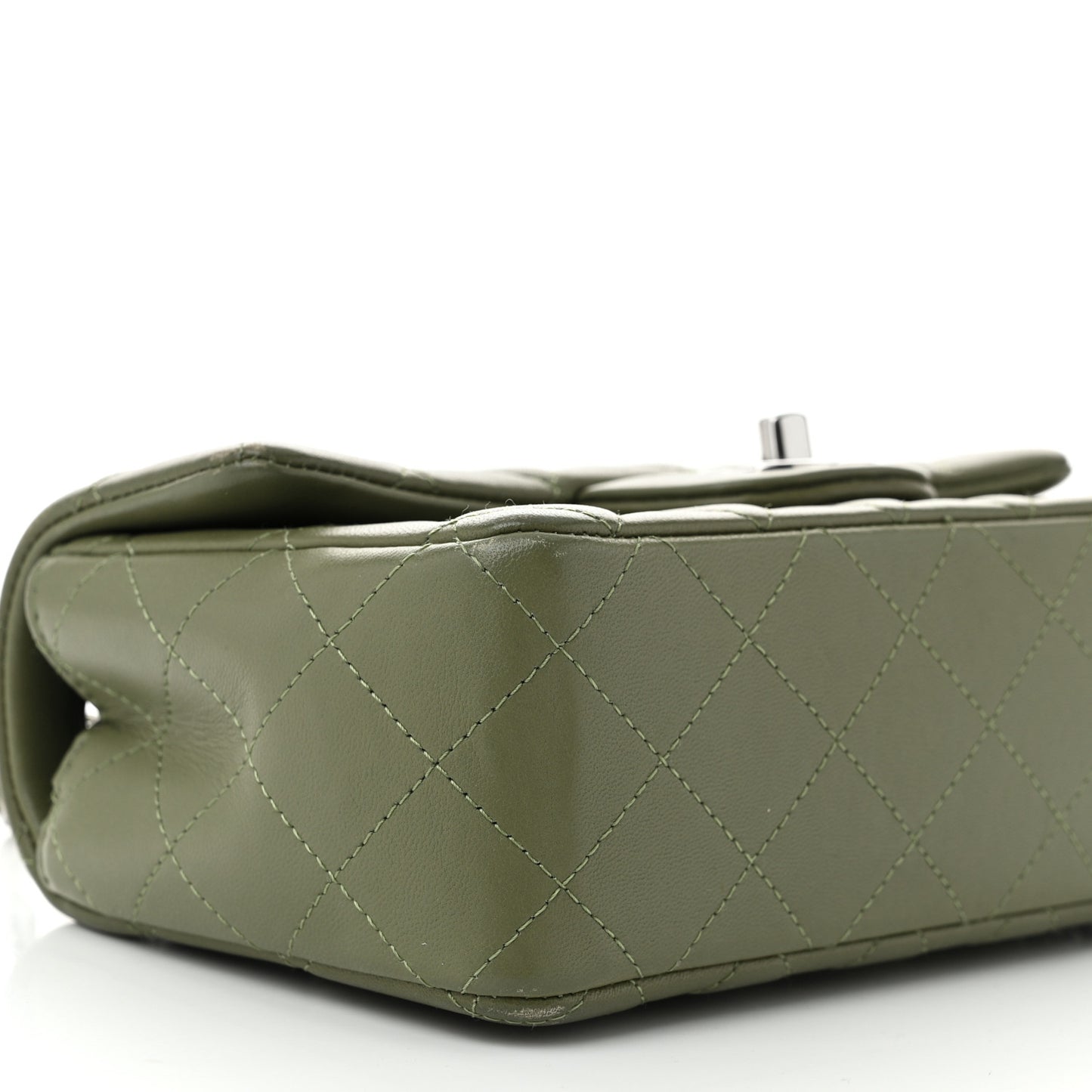 Lambskin Quilted Mini Rectangular Flap Green