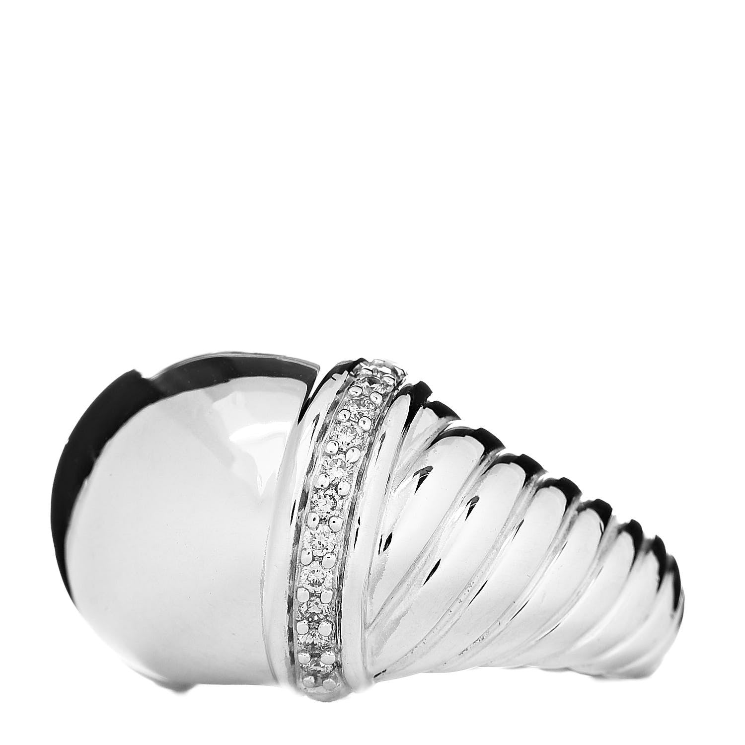 David Yurman Sterling Silver Diamond Metro Dome Ring 59 8.75 3 of 5
