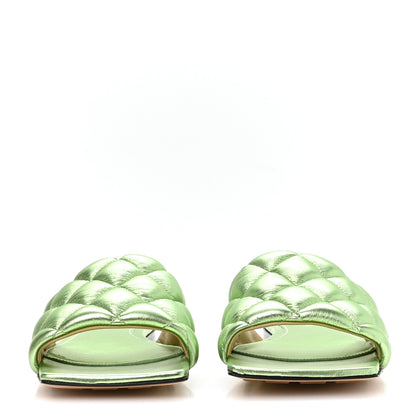 Bottega Veneta Metallic Nappa Reflection Matelasse Padded Flat Sandals 36 Pistachio 3 of 7
