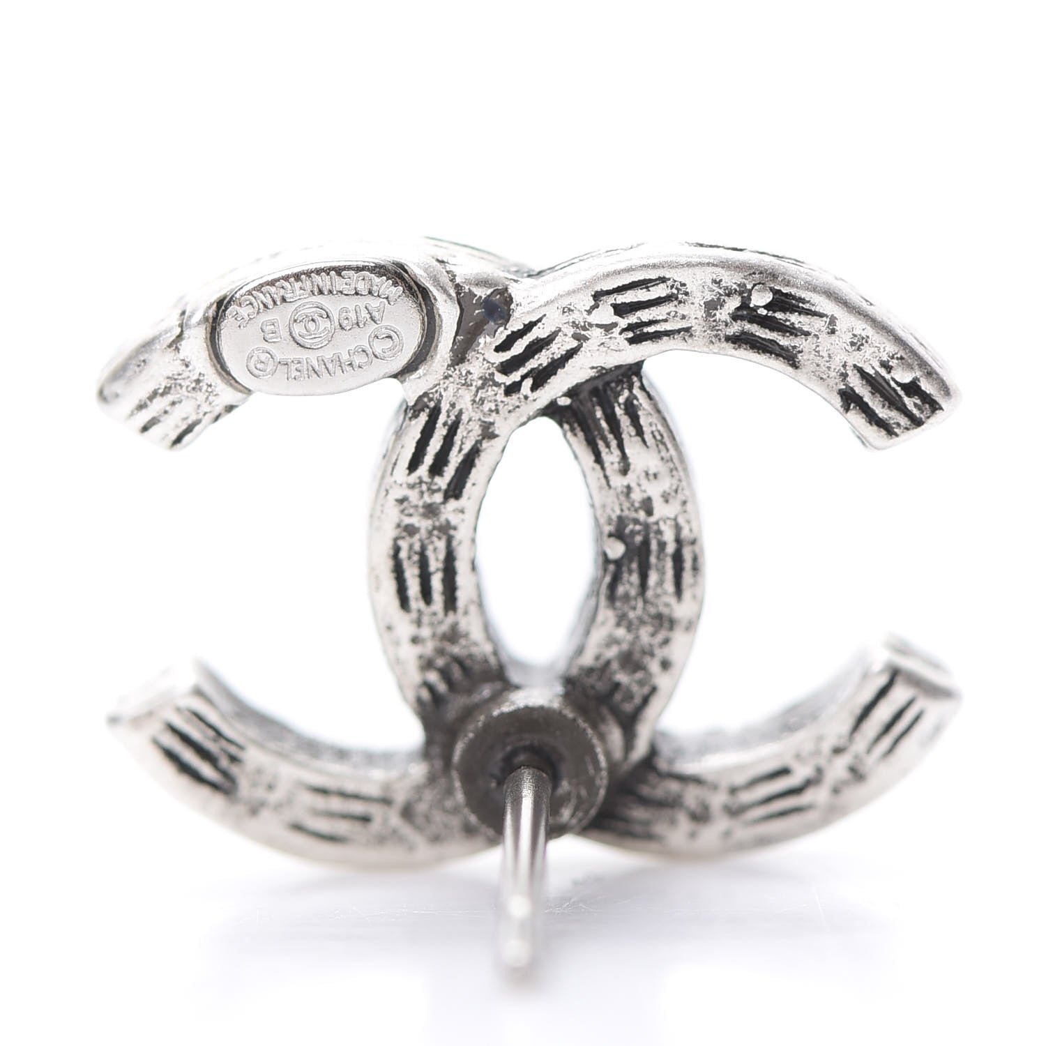 Chanel Crystal Timeless CC Earrings Silver 4 of 5