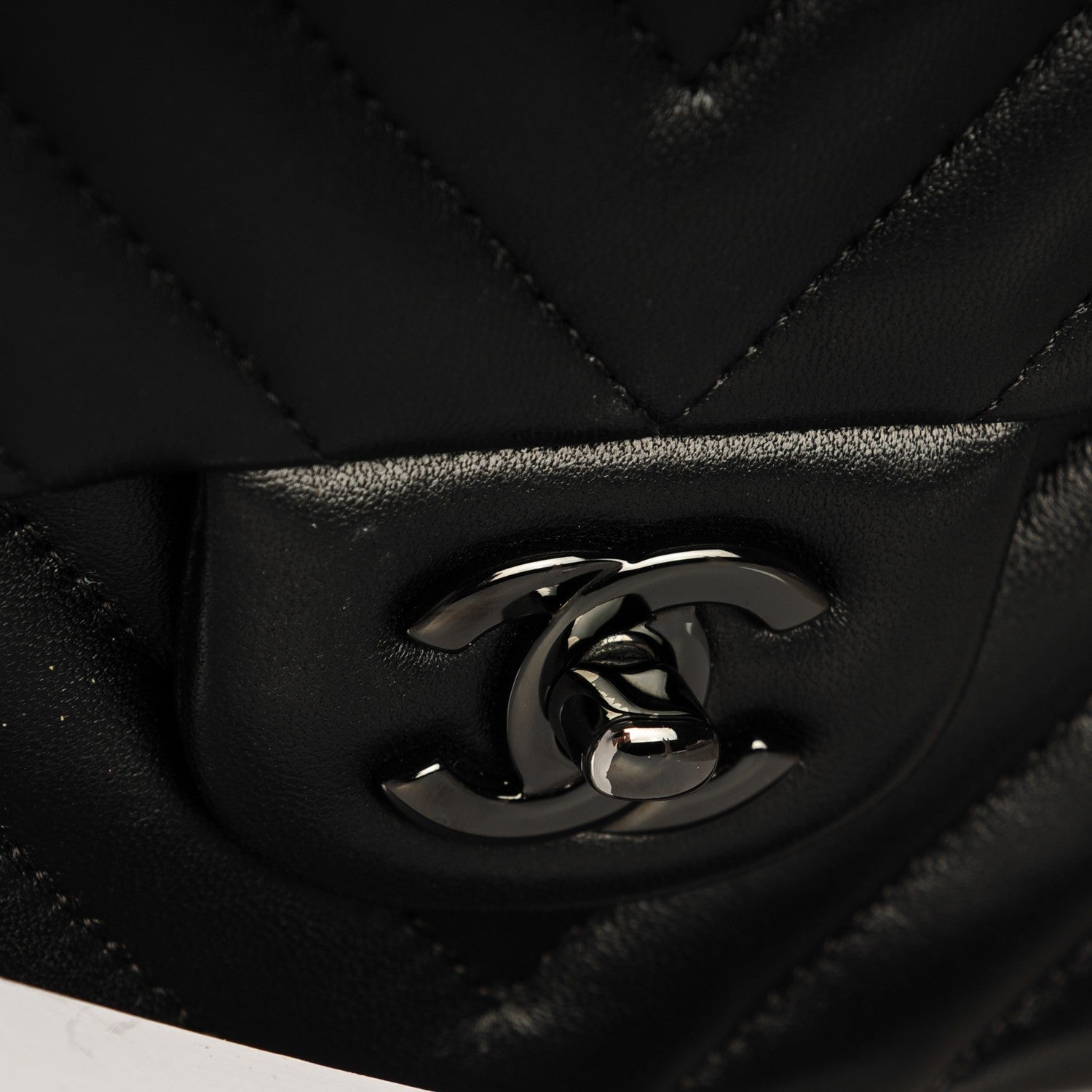 Chanel Lambskin Chevron Medium Double Flap So Black 9 of 9