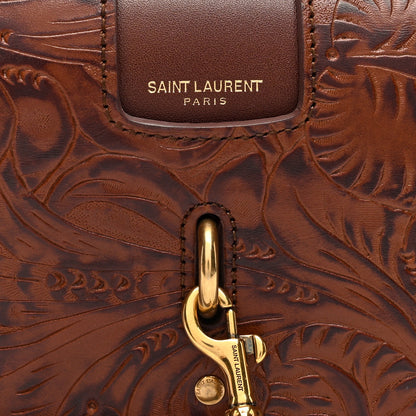 Saint Laurent Calfskin Floral Tooling Embossed Toy Charlotte Messenger Bag Toasted Brown 7 of 9