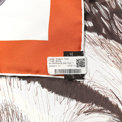 Hermes Silk Tigre Royal Double Face Scarf 90 Marron White Multicolor 5 of 5