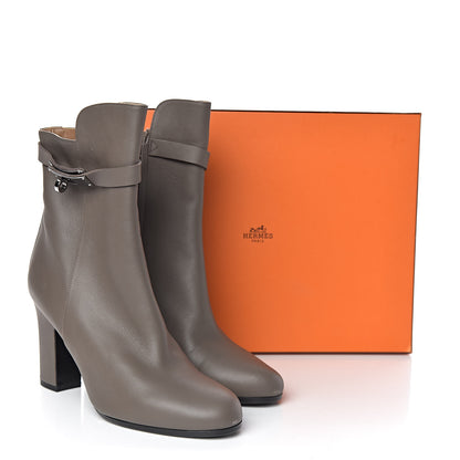 Hermes Calfskin Joueuse Ankle Boots 38.5 Etain 9 of 9