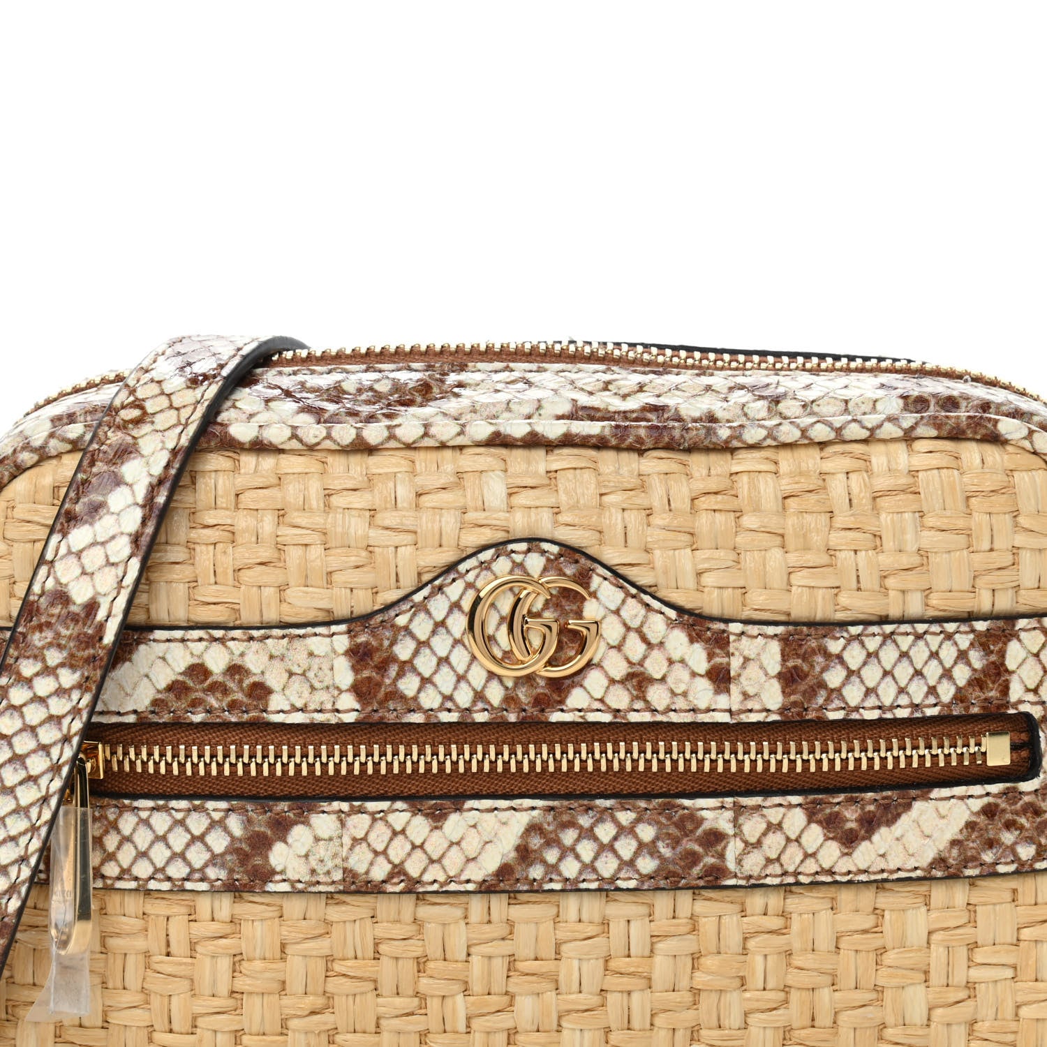 Gucci Raffia Elaphe Mini Ophidia Shoulder Bag Natural Cream Brown 8 of 11