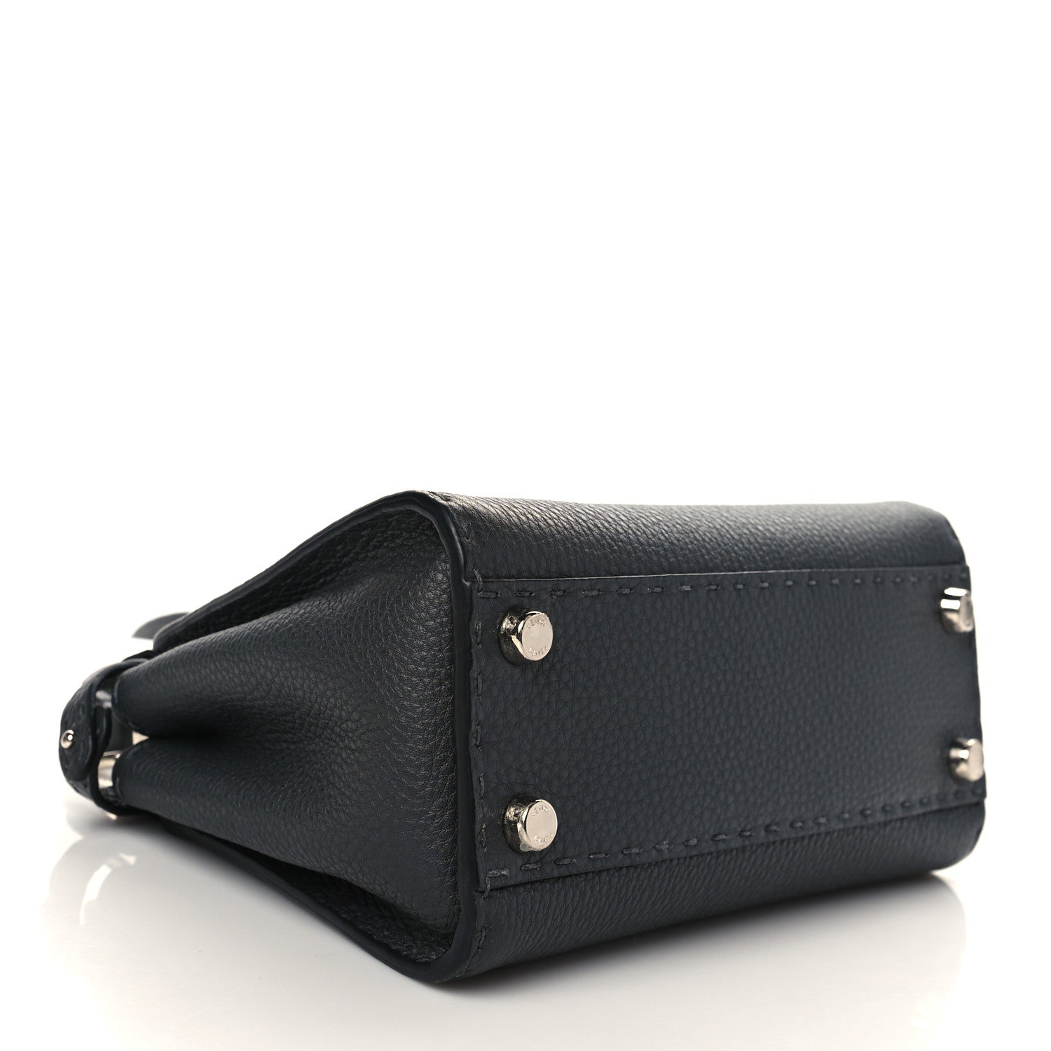 Fendi Cuoio Romano Selleria Bi-Color Mini Peekaboo Iconic Satchel Asfalto Latte 4 of 6
