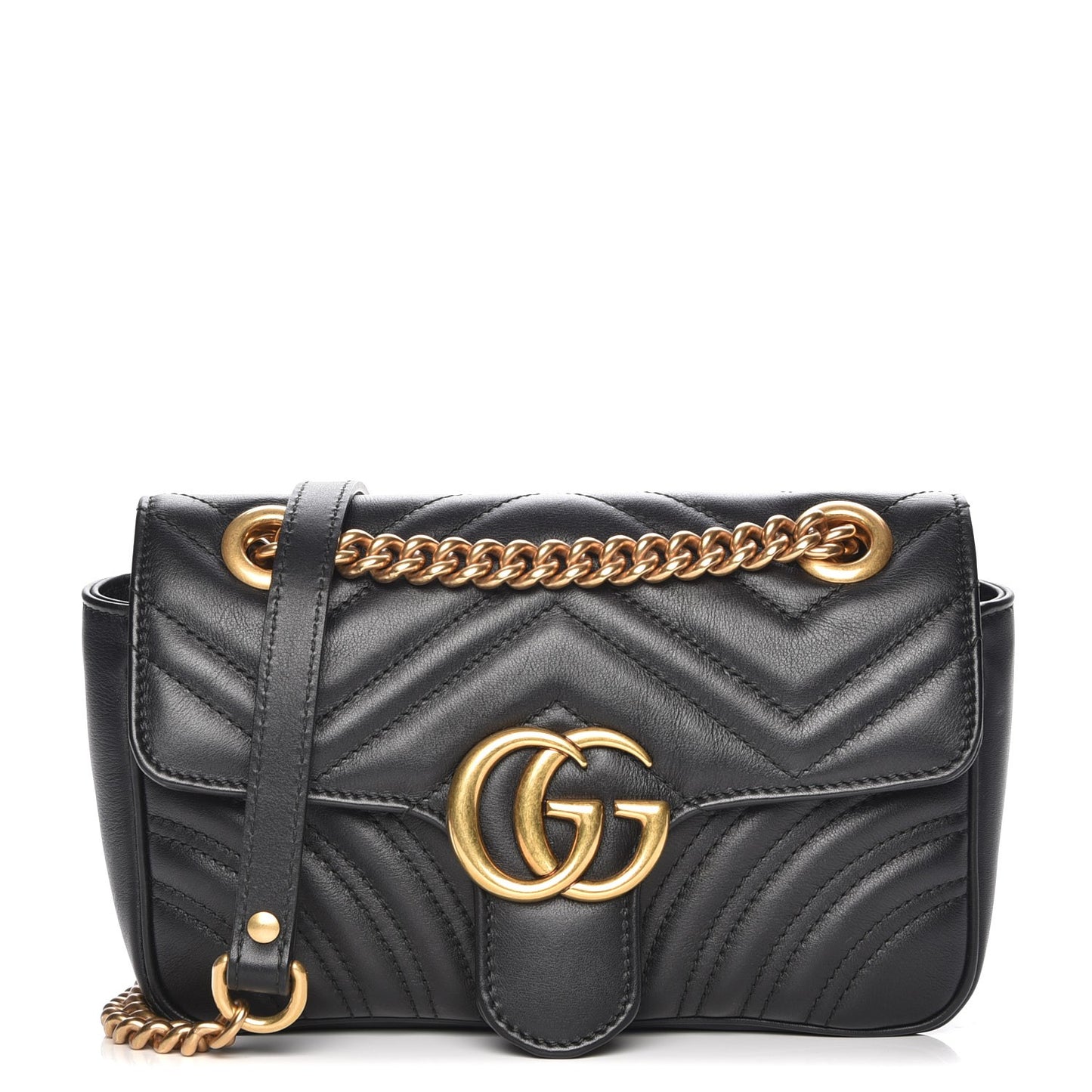 Calfskin Matelasse Mini GG Marmont Shoulder Bag Black