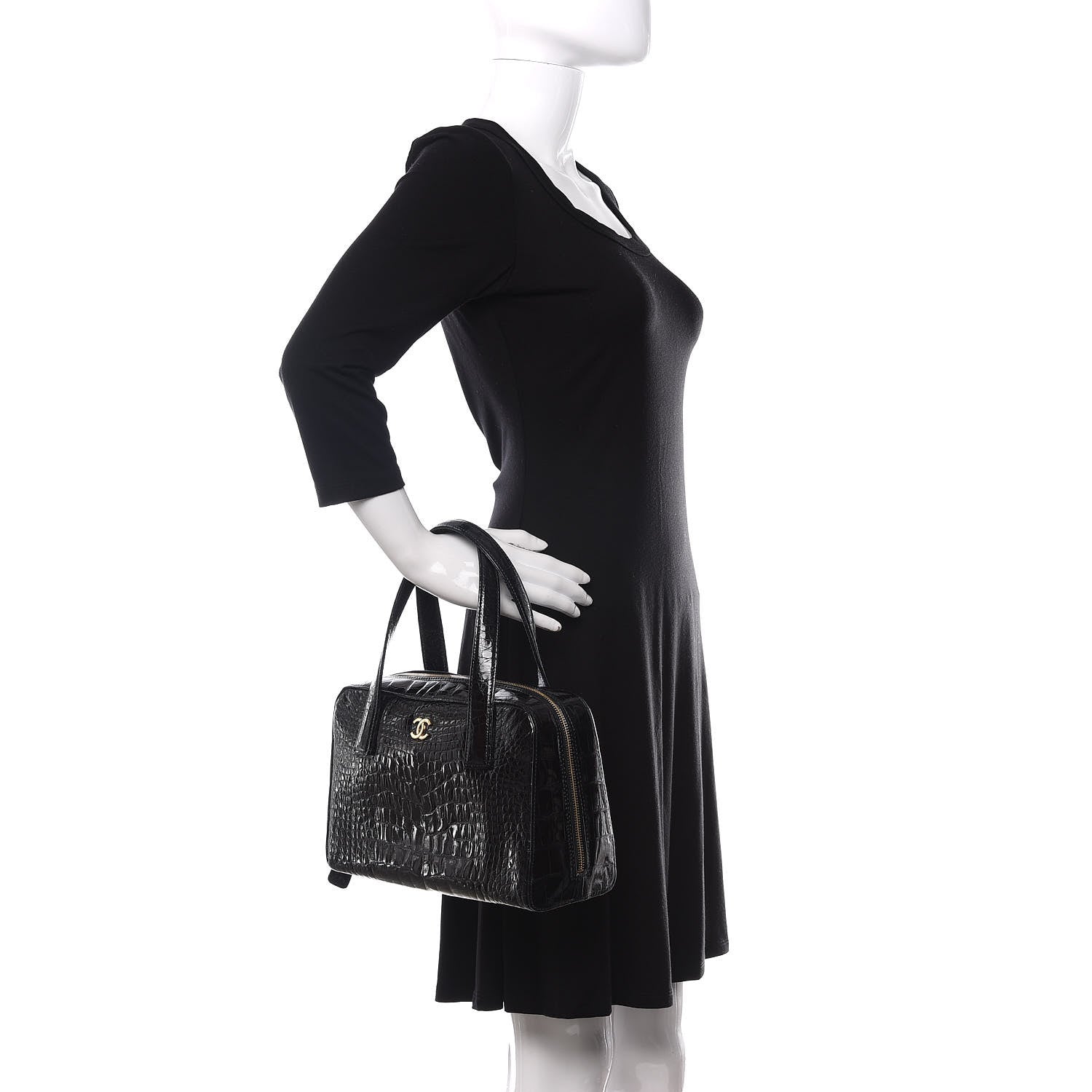 Chanel Alligator Bowler Bag Black 2 of 11