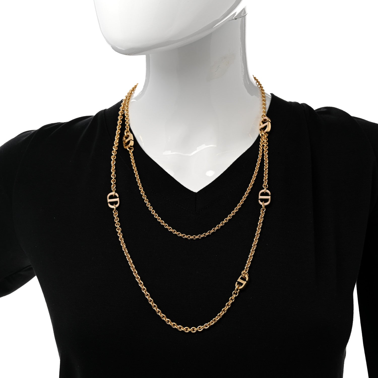 Christian Dior CD Double Necklace Gold 2 of 7