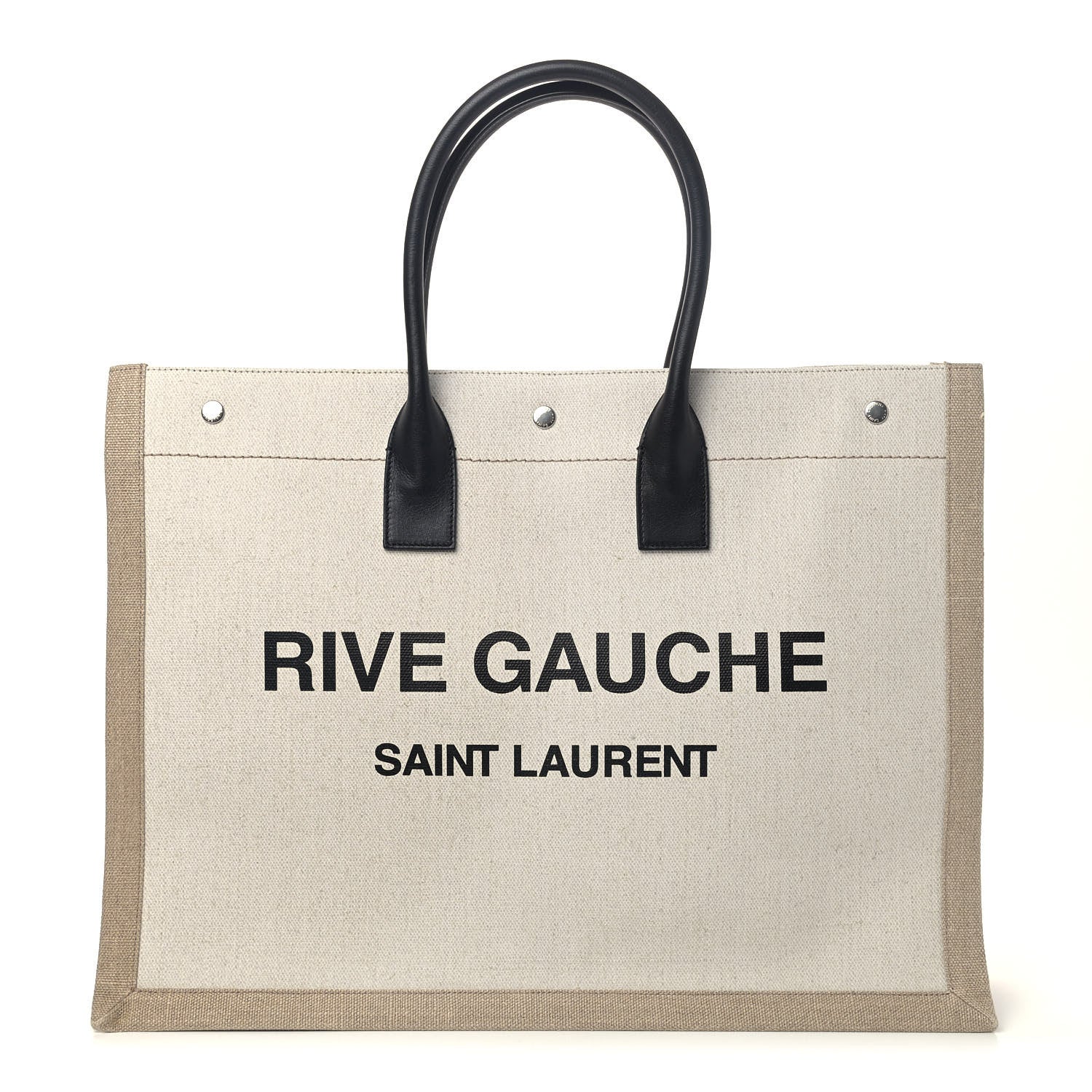 Saint Laurent Linen Calfskin Rive Gauche Tote Optic White 1 of 5
