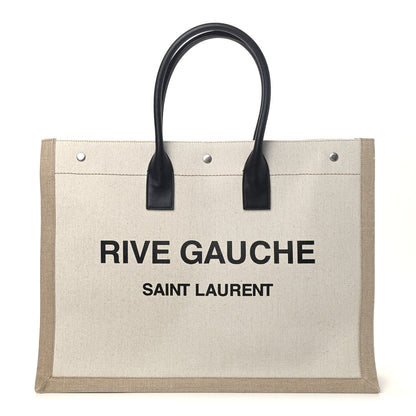Saint Laurent Linen Calfskin Rive Gauche Tote Optic White 1 of 5