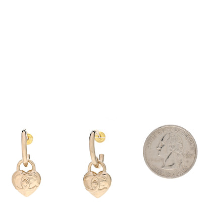 Chanel Metal CC Heart Turnlock Drop Earrings Gold 2 of 5