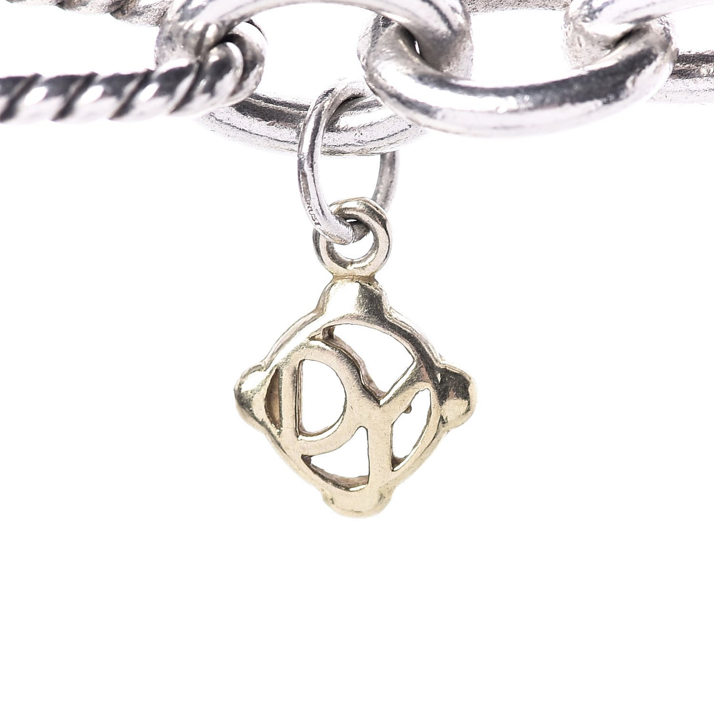 Sterling Silver 18K Yellow Gold Link Figaro Link Toggle Necklace 15.5