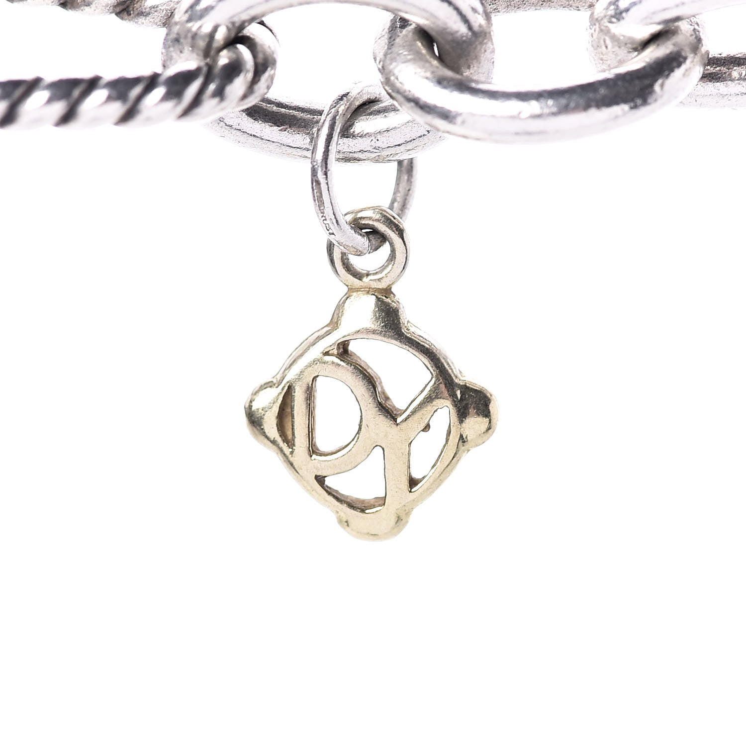 David Yurman Sterling Silver 18K Yellow Gold Link Figaro Link Toggle Necklace 15.5 6 of 6