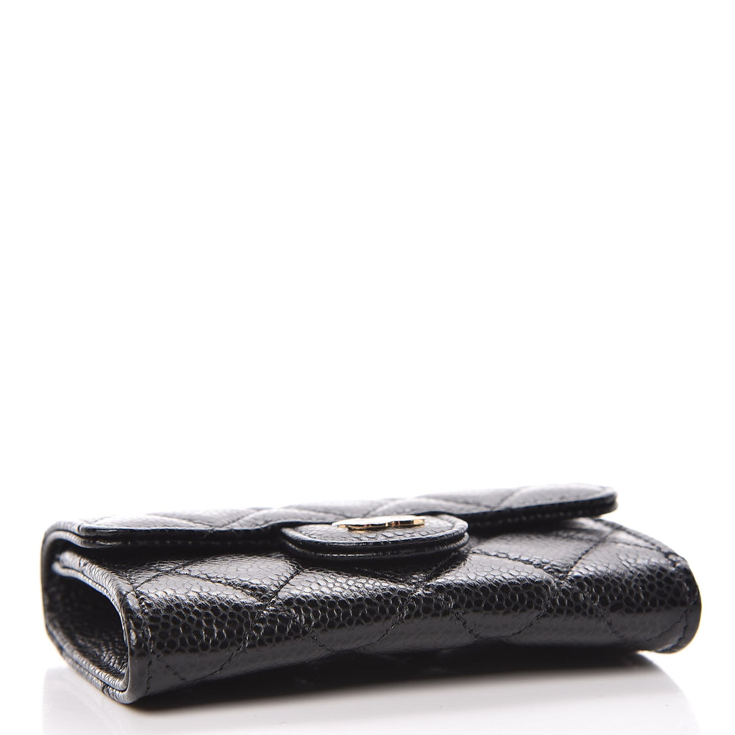 Caviar Quilted Flap Card Holder Black