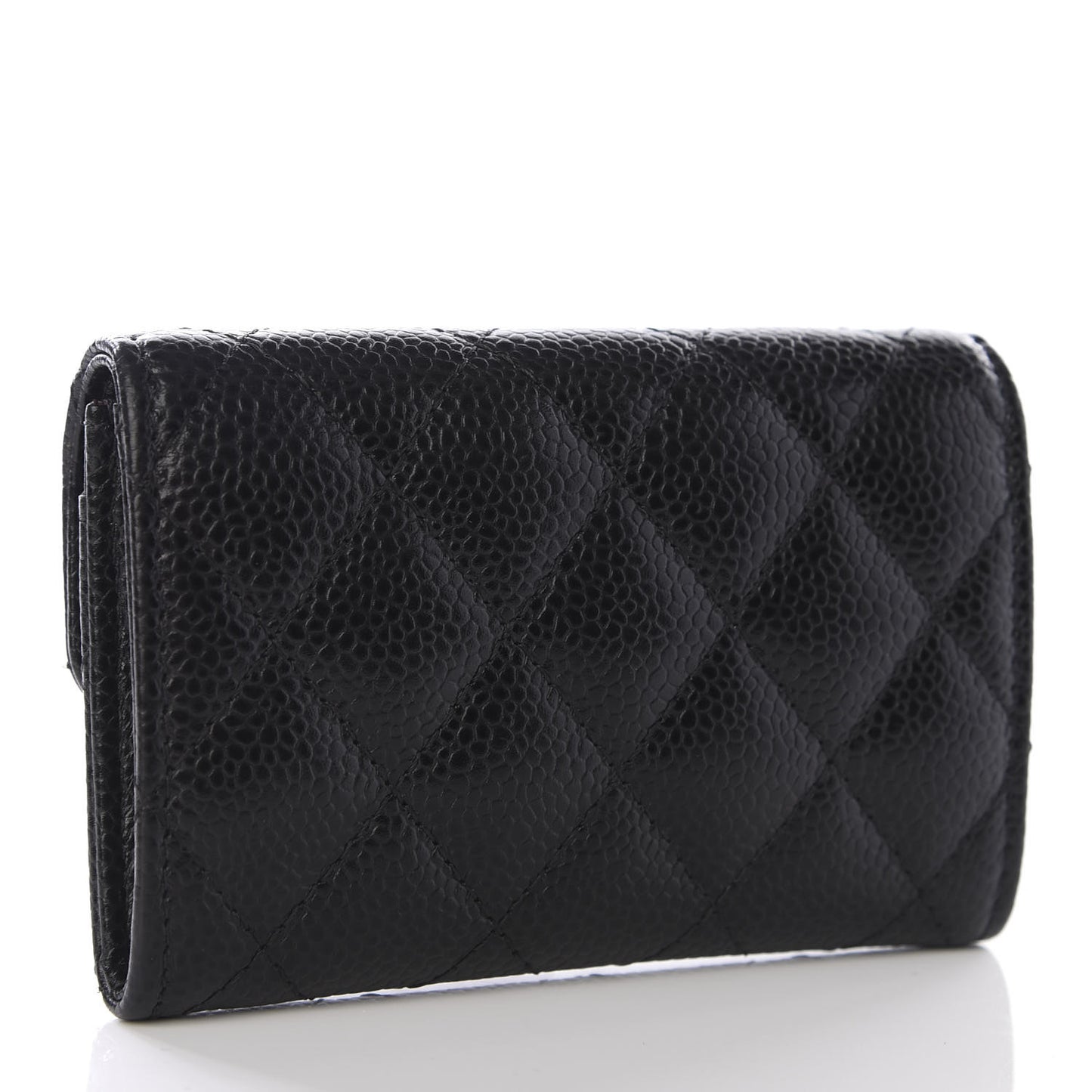 Caviar Quilted Flap Card Holder Black