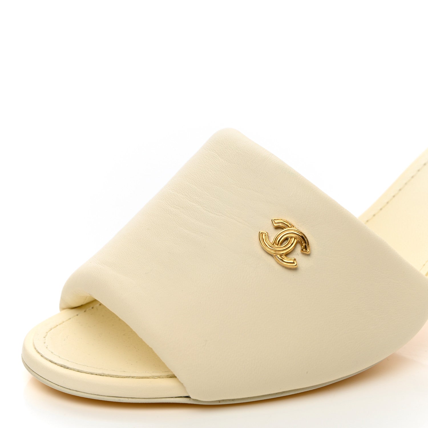 Chanel Lambskin Chain CC Mules 38 White Gold 12 of 13