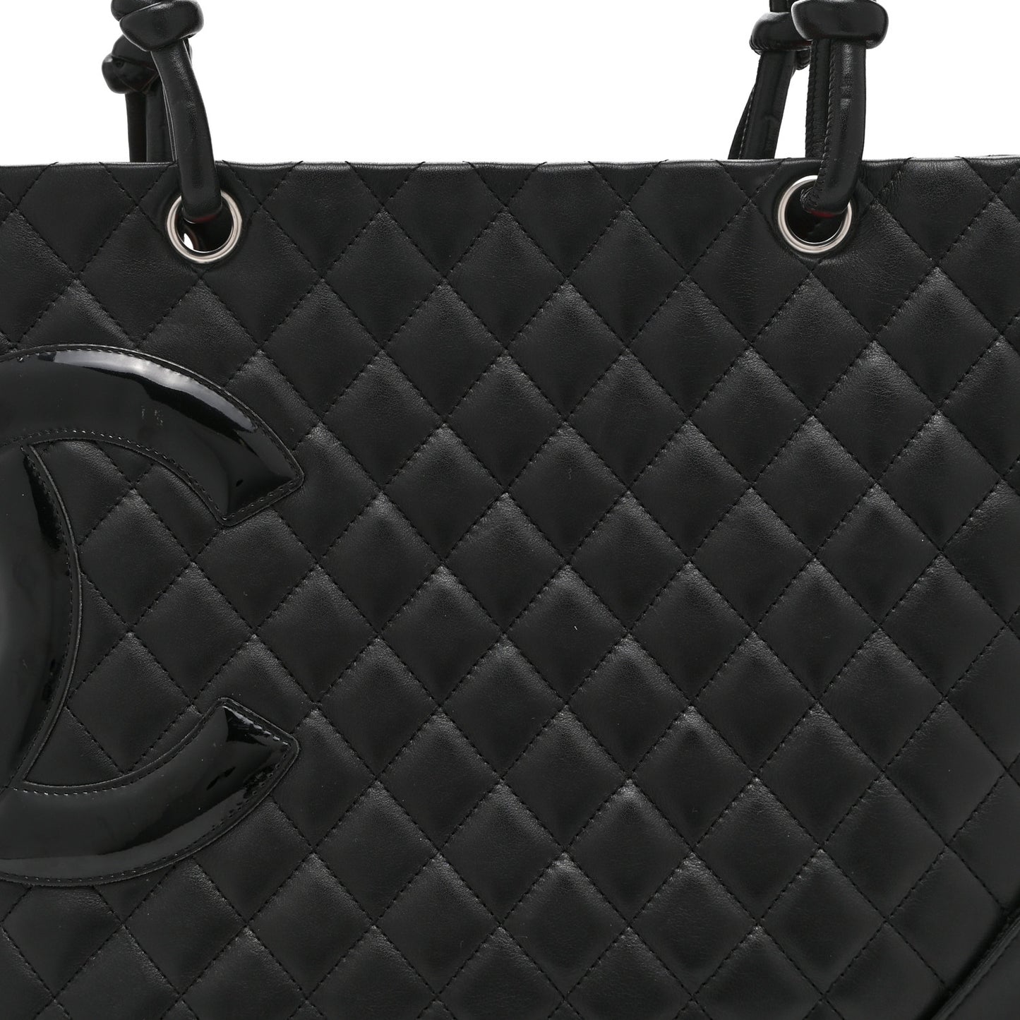 Calfskin Quilted Large Cambon Tote Black