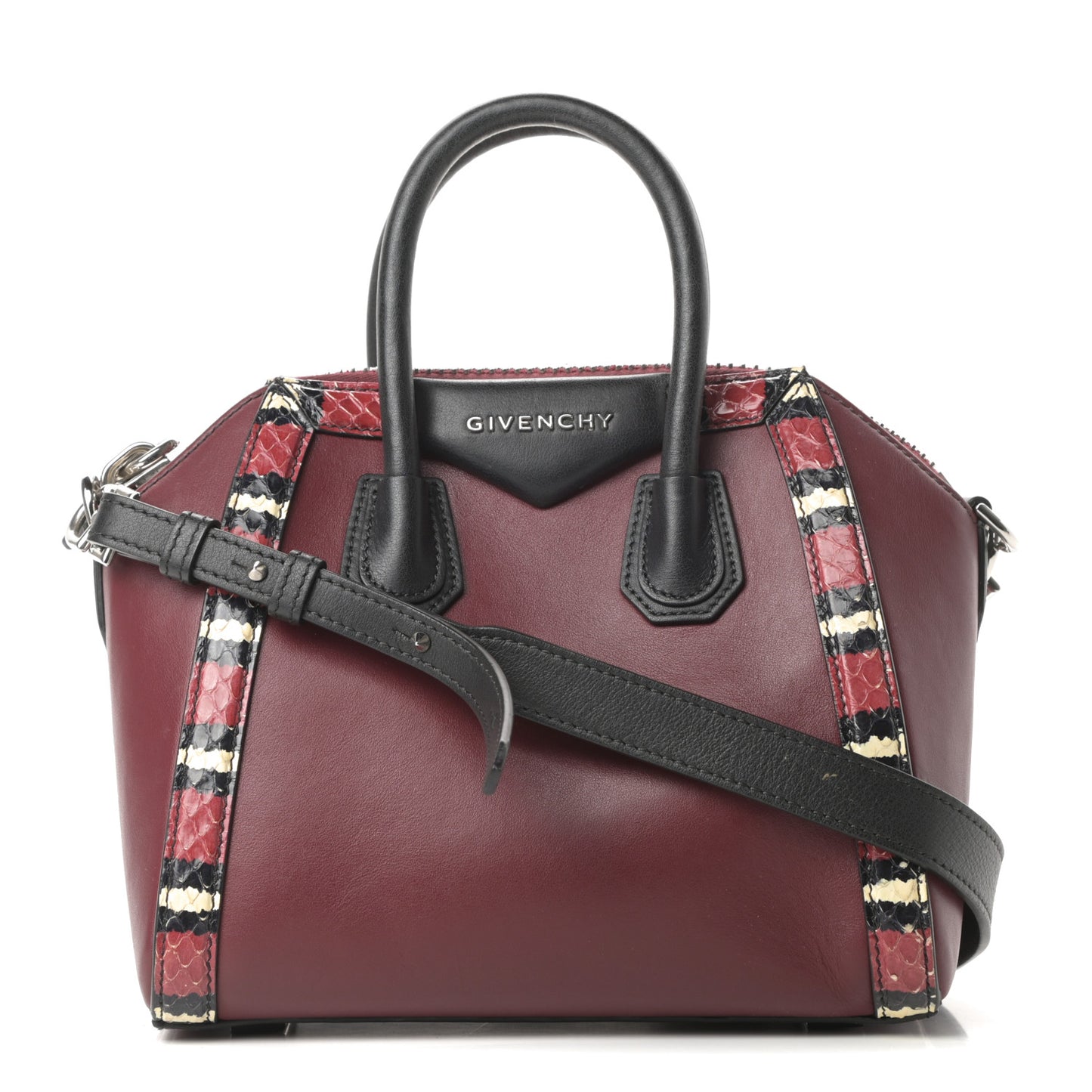 Smooth Calfskin Ayers Mini Bi-Color Antigona Wine Black