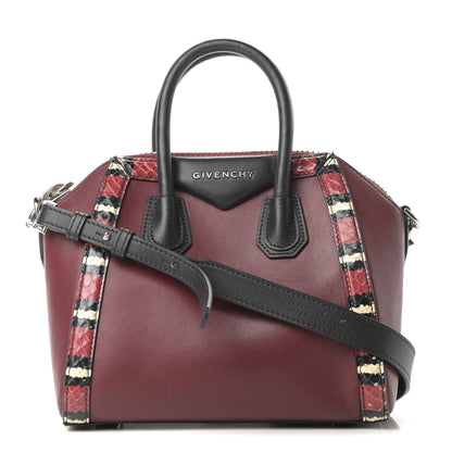 Givenchy Smooth Calfskin Ayers Mini Bi-Color Antigona Wine Black 1 of 14