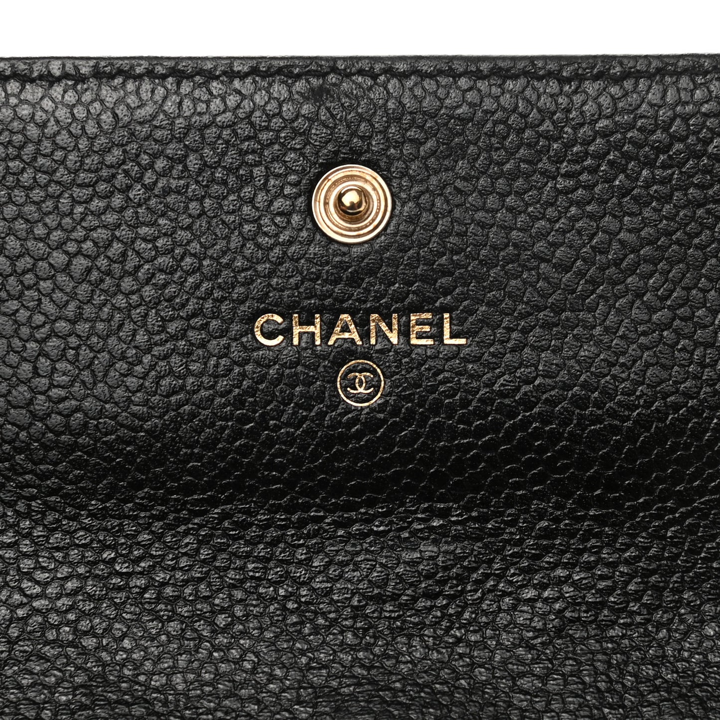 Caviar Camellia Embossed Flap Wallet Black