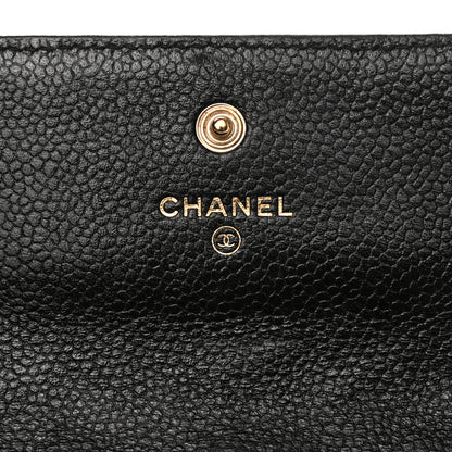 Chanel Caviar Camellia Embossed Flap Wallet Black 5 of 8