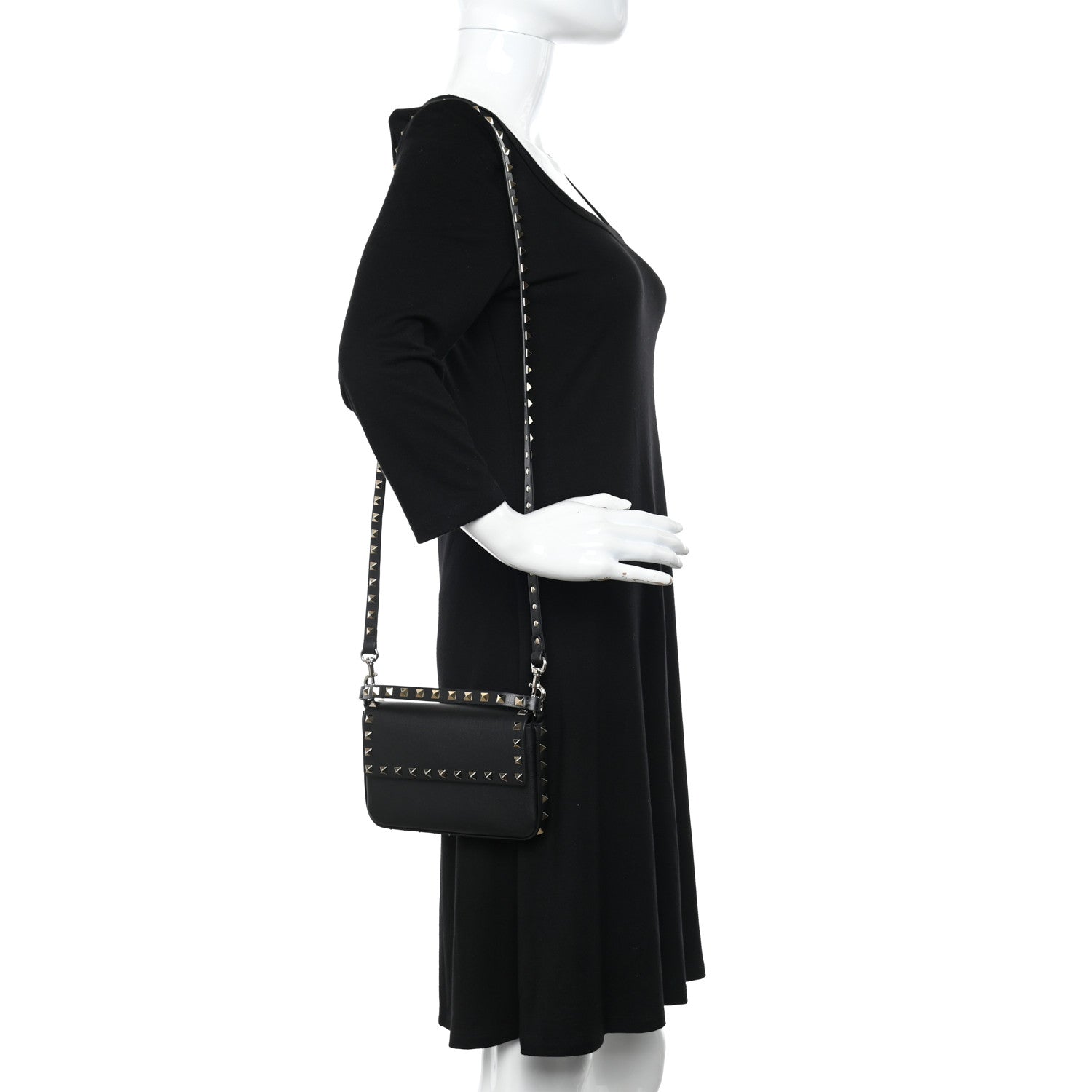 Valentino Garavani Grainy Calfskin Rockstud Crossbody Pouch Black 2 of 10