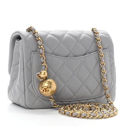 Chanel Lambskin Quilted Mini Pearl Crush Flap Light Grey 3 of 9