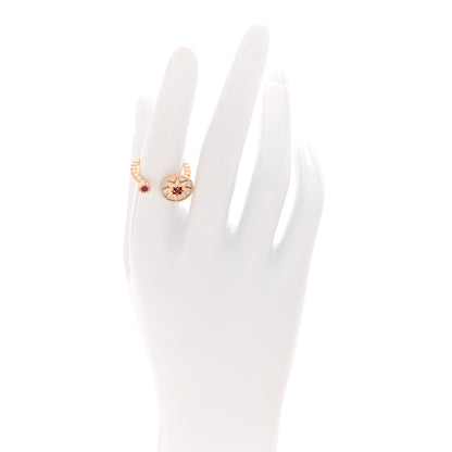 Christian Dior 18K Rose Gold Ruby Mother of Pearl Rose Des Vents Ring 53 6.5 2 of 4