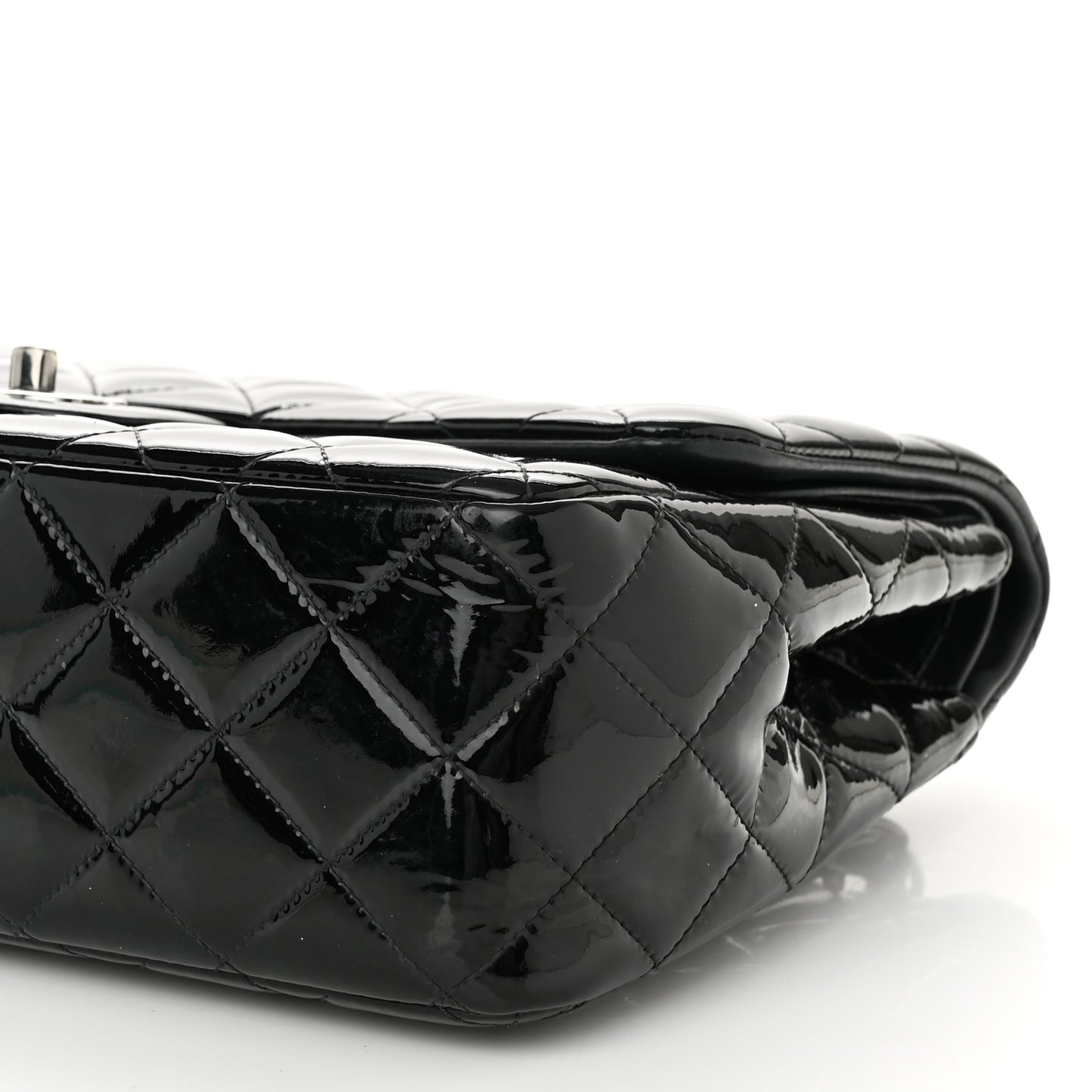 Patent Quilted Jumbo Double Flap Black