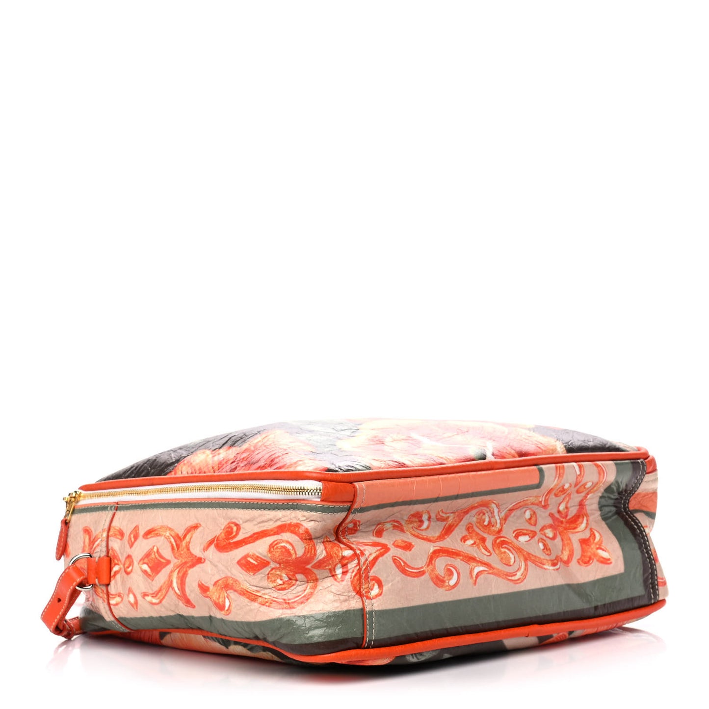 Agneau Floral Print Medium Blanket Square Tote Orange