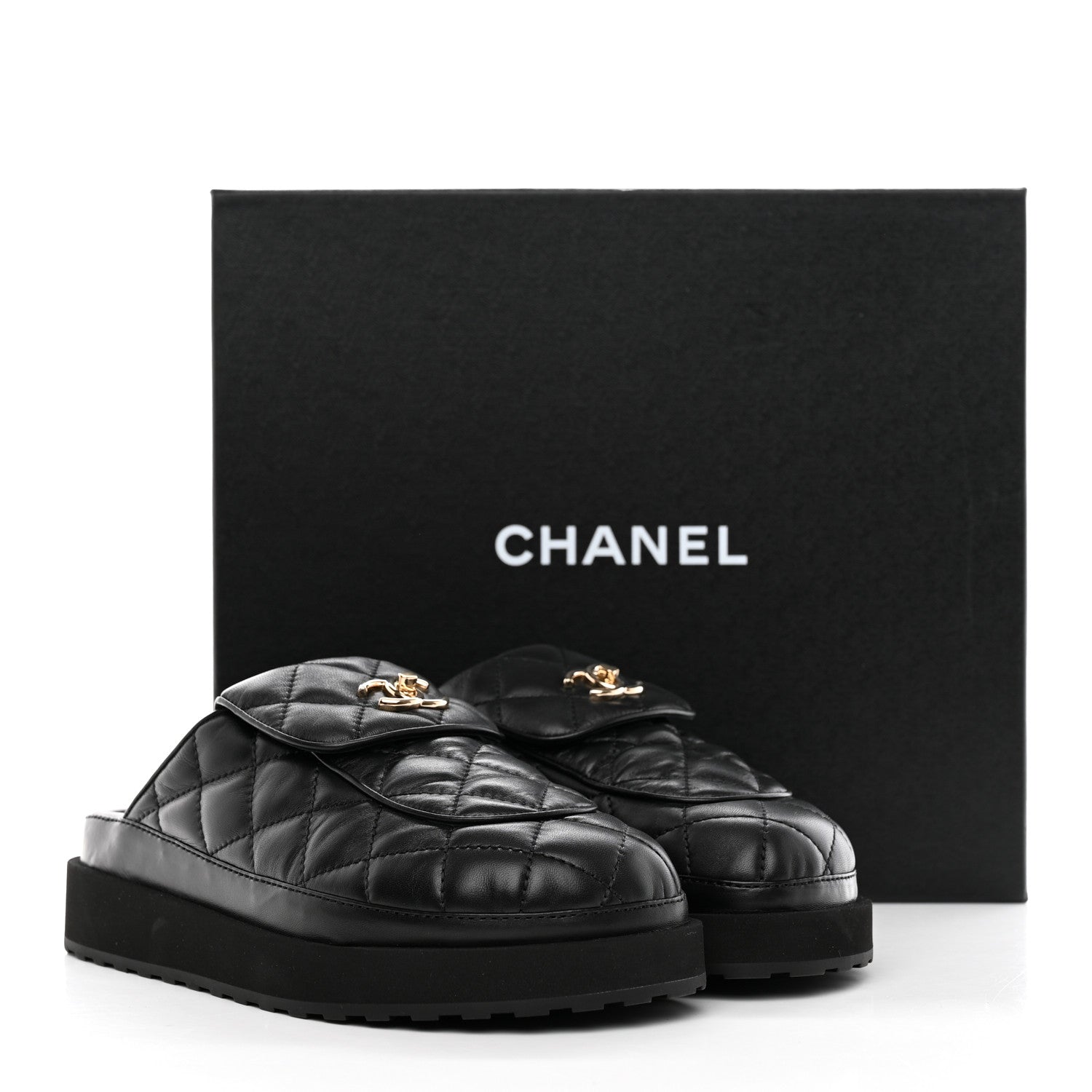 Chanel Lambskin Quilted CC Turnlock Mules 38 Black 11 of 11